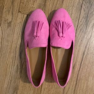 Hot pink suede loafers from JCrew